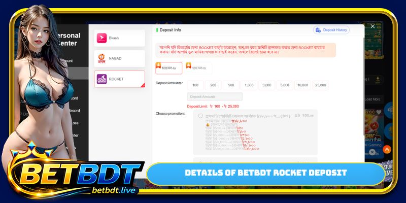 Details of BETBDT ROCKET deposit